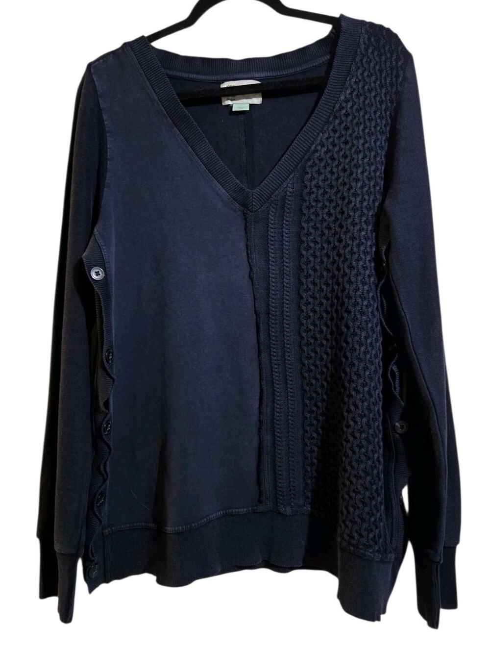 Anthropologie Saturday Sunday Arcana Cable Knit Buttoned Sweater Women's L Boho